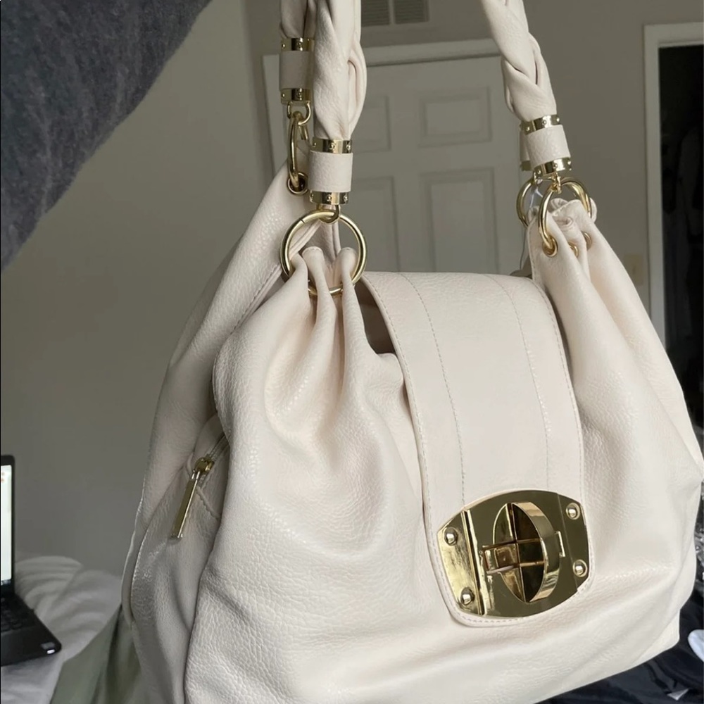 NEW Charming Charlie Hobo Bag White with Gold Accents 4th of July Sale - Picture 3 of 6